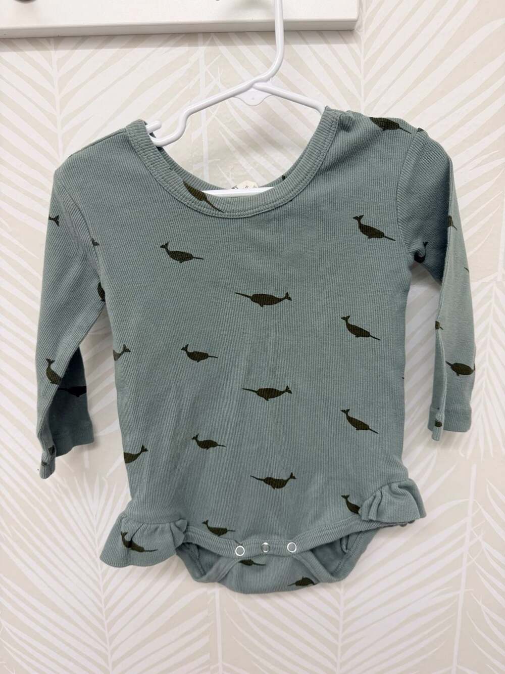 Kate Quinn Ribbed Long Sleeve Bodysuit with Narwhal Print 18/24